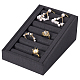 7-Slot Brushed PU Leather Covered Wood Finger Ring Display Trays RDIS-WH0006-25A-1