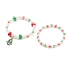 Juego de pulseras elásticas con cuentas de setas y perlas de vidrio de 2 estilos para mujer BJEW-JB08395-4