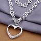 Simple Silver Plated Brass Cubic Zirconia Heart Pendant Necklaces For Women NJEW-BB12877-4