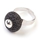 Латунное кольцо с натуральным лавовым камнем RJEW-JR00218-2