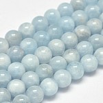 Runde Klasse ab natürliche Aquamarin Perlenstränge, 6.5 mm, Bohrung: 1 mm, ca. 65 Stk. / Strang, 15.5 Zoll