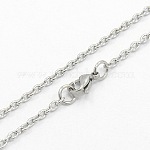 304 Edelstahl Kabelkette Halsketten, mit Karabiner verschlüsse, Edelstahl Farbe, 17.7 Zoll (45 cm)
