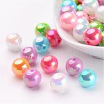 Perles ab acrylique de couleur de billes rondes colorées pour enfant bijoux, couleur mixte, taille: environ 10mm de diamètre, Trou: 2mm