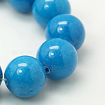 Chapelets de perles rondes en jade de Mashan naturelle, teinte, Dodger bleu, 6mm, Trou: 1mm, Environ 69 pcs/chapelet, 15.7 pouce