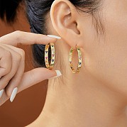 Серьги-кольца из латуни с прозрачным фианитом NP9089-1