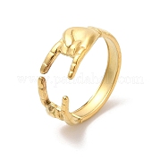 Ионное покрытие (IP) 304 кольцо из нержавеющей стали с открытыми манжетами для женщин RJEW-L107-002G