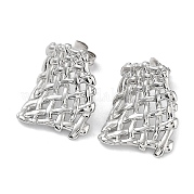 304 Stainless Steel Rectangle Net Ear Studs for Women EJEW-P234-06P