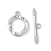 Brass Micro Pave Clear Cubic Zirconia Toggle Clasps KK-P234-81P