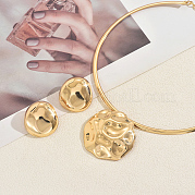 Комплекты из колье и серег-гвоздиков с текстурированным железом FO0024