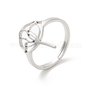 304 anillo ajustable de loto hueco de acero inoxidable RJEW-L107-021P