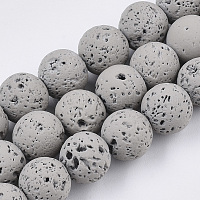 Natural Lava Rock Beads Strands, Dyed, Flat Round/Disc, Mixed Color,  8~8.5x3~4mm, Hole: 2mm, about 62 pcs/Strand, 7.87 inch(20 cm)