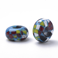 Resin Beads, Large Hole Beads, with Glitter Powder, Round, Mixed Color,  19.5x19mm, Hole: 5.5mm