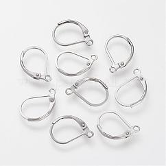 Accesorios para pendientes con cierre de palanca de acero inoxidable 304 resistentes al deslustre, con bucle, color acero inoxidable, 16x10.5x0.5mm, agujero: 1.5 mm, pin: 0.5 mm