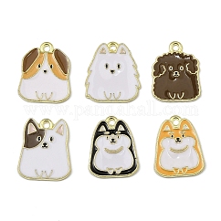 Pendente smaltati in lega, cane, oro, colore misto, 20x15.5~18x1.5mm, Foro: 1.8 mm