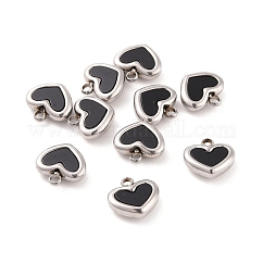 Ciondoli in acciaio inox 304, con materiale acrilico, cuore, colore acciaio inossidabile, 11x11x4mm, Foro: 1.8 mm
