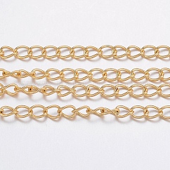 Catene a maglie in acciaio inossidabile 304 placcate ioni (ip), con la bobina, per fare gioielli, saldato, vero placcato oro 18k, 3.5x2.5x0.5mm, circa 32.8 piedi (10 m)/rotolo