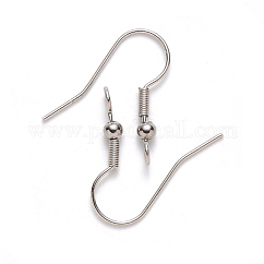 Ganchos para pendientes de acero inoxidable 304 resistentes al deslustre, cable de oreja, con bucle vertical, color acero inoxidable, 19~21x18mm, agujero: 2.5 mm, 21 diámetro, pin: 0.7 mm