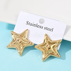 304ステンレススチールスタッドピアス  スター  ゴールドカラー  28.5x30mm&nbsp;EJEW-S265-10G