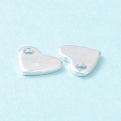 ステンレススチールチャーム201個  空白タグのスタンプ  ハート  銀  7x6x1mm  穴：1mm&nbsp;STAS-L234-046S