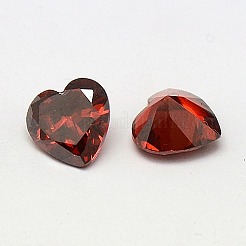 キュービックジルコニア尖底カボション  グレードA  多面カット  ハート  暗赤色  9x9x5.2mm&nbsp;ZIRC-M005-9mm-013