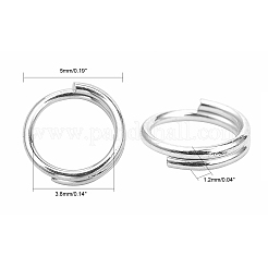 304ステンレススプリットリング  ダブルループ丸カン  銀  5x1.2mm  内径約3.8mm&nbsp;STAS-I326-01S