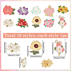 10 шт. 10 стиля креативных брошей в виде цветка из цинкового сплава JEWB-SC0001-47