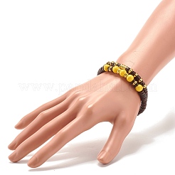 2 pièces 2 styles turquoise synthétique (teint) et ensembles de bracelets extensibles en noix de coco naturelle&nbsp;BJEW-JB07627