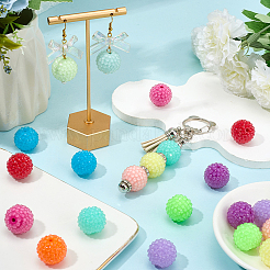 24 шт. 12-х цветные крупные смоляные бусины в форме шариков из жевательной резинки со стразами&nbsp;RESI-SP0001-19