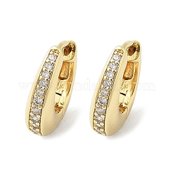 Овальные серьги-кольца из латуни с микропаве из прозрачных кубических цирконий EJEW-D311-133G