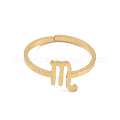 Véritable bague réglable en acier inoxydable 304 plaqué or 18 carat&nbsp;RJEW-L115-01G-11