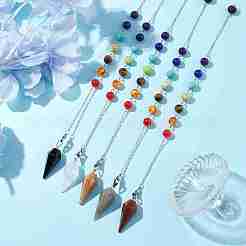 Chakra synthetische & natürliche gemischte Edelstein spitze Wünschelrutenpendel&nbsp;PALLOY-JF02608-02