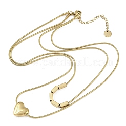 Двухслойные ожерелья в форме сердца из нержавеющей стали 304 для женщин&nbsp;LS-NJEW-K298-01G