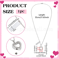1 pezzo di urna per ceneri in acciaio inossidabile 304 con ciondolo a forma di cuore in vetro&nbsp;NJEW-FG0001-25P