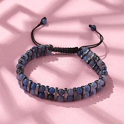 Bracciali regolabili con perline intrecciate in pietre preziose naturali e sintetiche ed ematite sintetica&nbsp;BJEW-H626-01