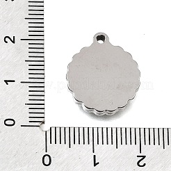 304ステンレスペンダント  フラワーラウンドフラワーチャーム  ステンレス鋼色  18x16x3mm  穴：1.3mm&nbsp;SA-CBAF4B0-04P-03