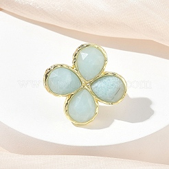 Anello regolabile sfaccettato in amazzonite naturale per donna&nbsp;RJEW-A092-01G-13