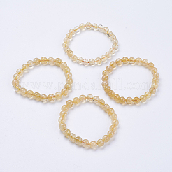 Натуральный цитрин бисера браслеты простирания&nbsp;BJEW-I253-8mm-21