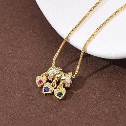 Латунный подвес с разноцветными кубическими цирконами&nbsp;NJEW-D348-03E-G