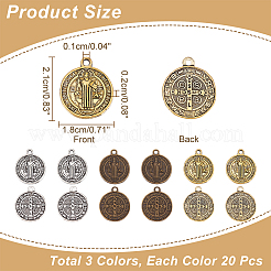 60 шт. 3-х цветные подвески в тибетском стиле&nbsp;TIBEB-NB0001-29