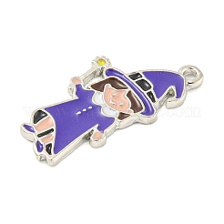 ハロウィンテーマアロイエナメルペンダント  プラチナ  魔女  28x14x2mm  穴：1.6mm&nbsp;ENAM-M221-02P-07