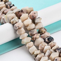 天然石ピンクオパールビーズ連売り  ナゲット  多面カット  6~8x10.5~14x8~9.5mm  穴：1.2mm  約57~61個/連  15.16''~15.39''（38.5~39.1センチメートル）&nbsp;G-D091-A01