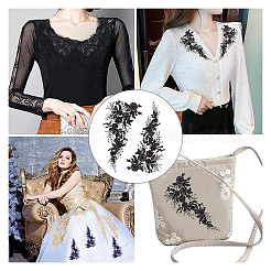 Кружевные аппликации с вышивкой из полиэстера с цветочным узором DIY-WH0308-278C