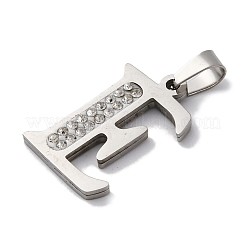 ステンレスペンダント201個  ラインストーン付き  文字L  文字e  25x16x2mm  穴：6x3mm&nbsp;STAS-Q342-53P-E