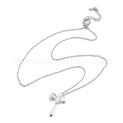 Латунные кубические цирконии ожерелья с подвеской в виде крылатого креста для женщин NJEW-C067-07P-03