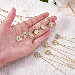 925 collar de plata esterlina 12 constelaciones horóscopo de oro signo del zodiaco collar redondo colgante de astrología collar con circonitas joyería de cumpleaños regalo para mujeres hombres&nbsp;JN1089J