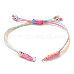 Регулируемый плетеный браслет из нейлоновой нити AJEW-JB01160-01