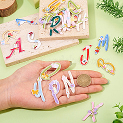 26 шт. буквы a~z с цветком полиэстер компьютерная вышивка ткань термоприклеиваемые/пришивные нашивки&nbsp;DIY-TAC0015-42