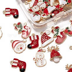 48pcs 8 pendentifs en alliage d'émail de thème de noël de style&nbsp;ENAM-LS0001-47-RS
