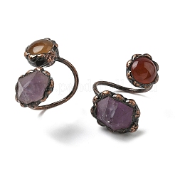 Кольца с натуральным аметистом и драгоценными камнями&nbsp;RJEW-B122-04R-01