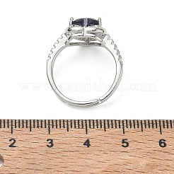 Fingerringe aus Messing und lilafarbenem Zirkonia in Herzform für Damen&nbsp;CU-CBA7E55-14P